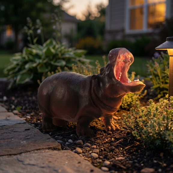 LITINKIMI All-Weather Hippo Garden Statue with Detailed Textures and Stable Base for Outdoor Decor