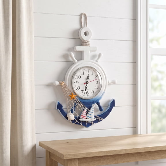 LITINKIMI Creative Boat Anchor Wall Clock with Assorted Colors for Home Decoration
