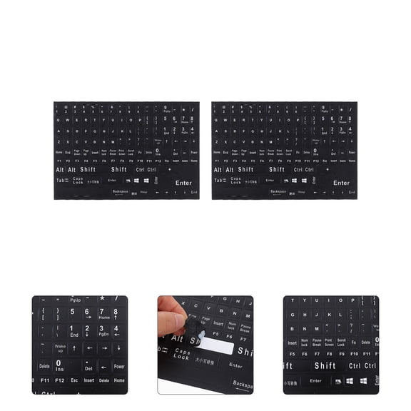 LITINKIMI Back to School 2 Sheets Computer Keyboard Stickers Keyboard Letter Stickers Black PVC Removable Without Residue for Daily Use