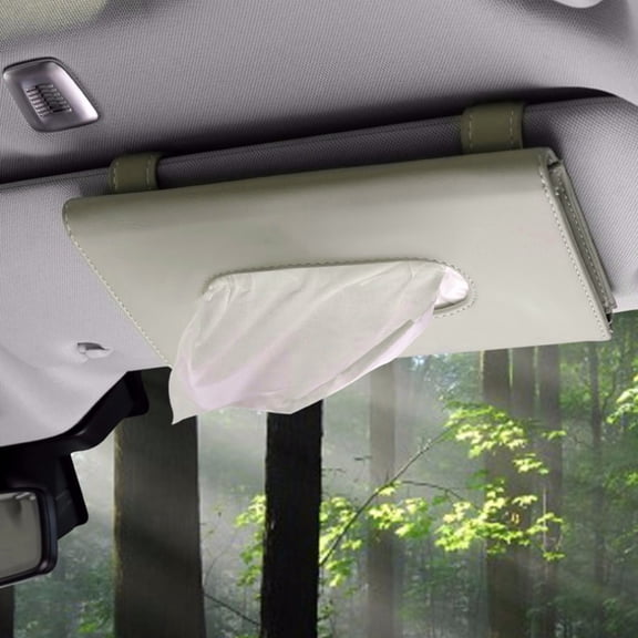 LITINKIMI Beige Hanging Tissue Case for Car with Elastic Band for Visor Or Seat Placement