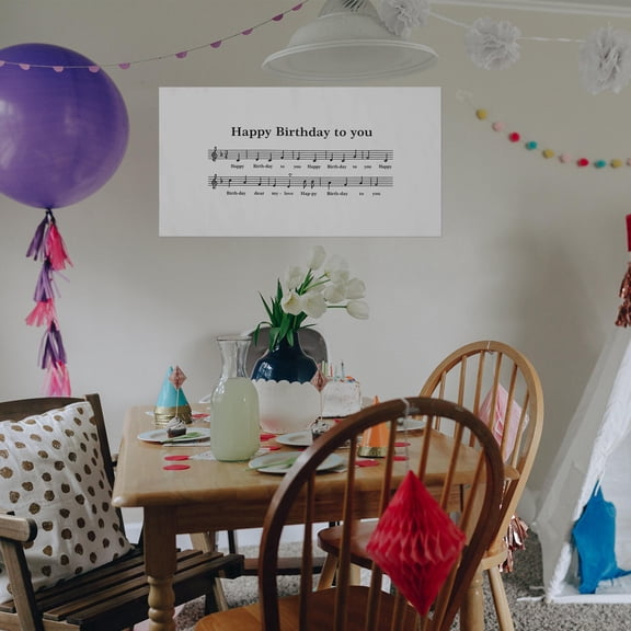 LITINKIMI Note Style Polyester Birthday Background Cloth for Party Decorations and Photo Booth Backdrop