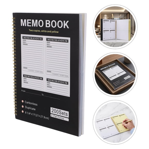 LITINKIMI Black Carbonless Phone Message Pad Duplicate Forms for Office Note Taking and Record Keeping