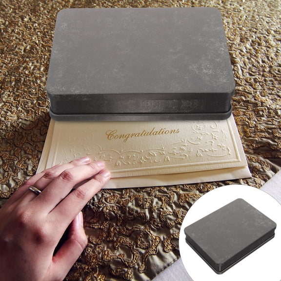 LITINKIMI Black Envelope Organizer Box Portable Multi Purpose for Home Office and Greeting Cards, Tinplate