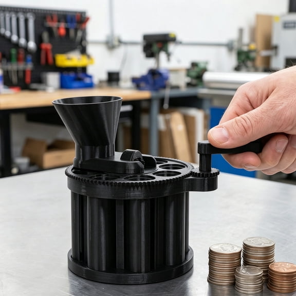LITINKIMI Black Manual Coin Roller for Coin Sorting and Organizing in Office Use