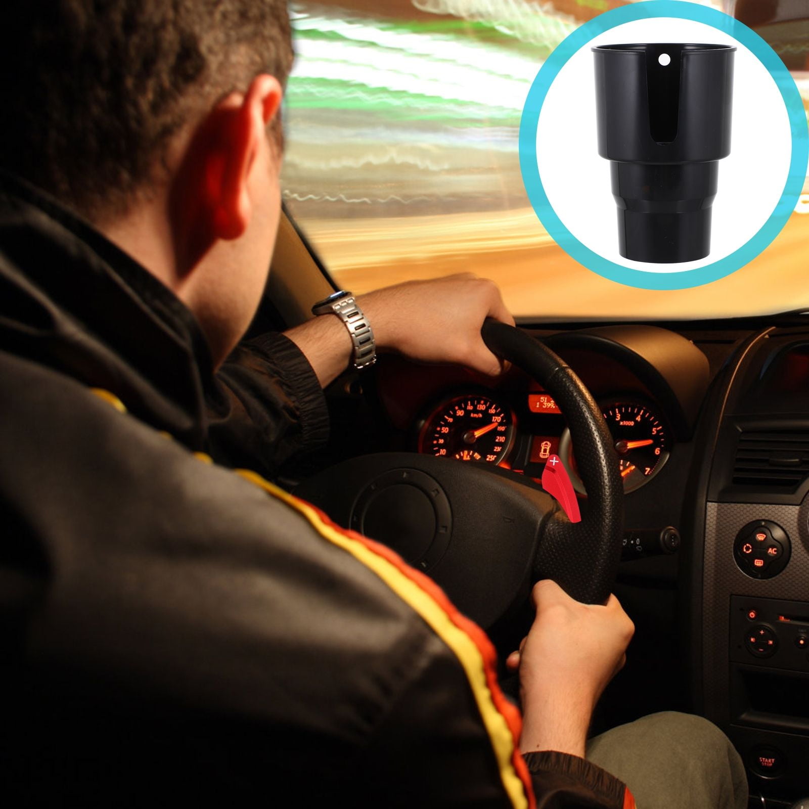 LITINKIMI Black Plastic Car Cup Holder Expander Adapter, Adjustable ...