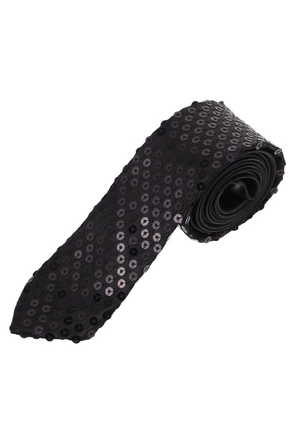 Black Sequin Necktie Stylish Accessory for Costume Party Wedding and Performance