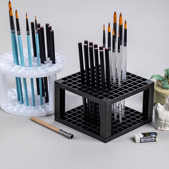 LITINKIMI Black Table Pen Organizer ABS Material 96 Hole Pencil Brush Rack with Detachable Design