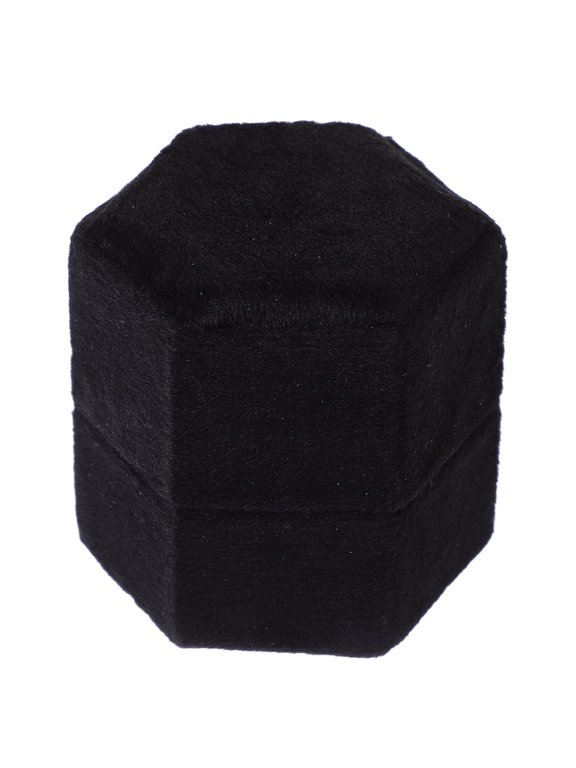Stylish Black Velvet Ring Box - Hexagonal Design, Efficient and Practical for Home