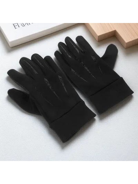 Black Windproof Motorcycle Gloves, Thermal Lined Polyester for Riding Comfort