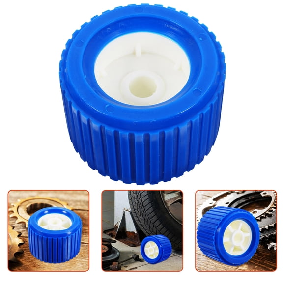 LITINKIMI Blue Plastic Boat Trailer Roller Sturdy Ribbed Wheel for Marine Yacht Trailers