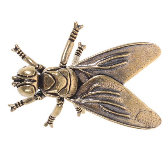 LITINKIMI Brass Fly Desk Ornament Vintage Metal Insect Sculpture for Home Office Table Decor