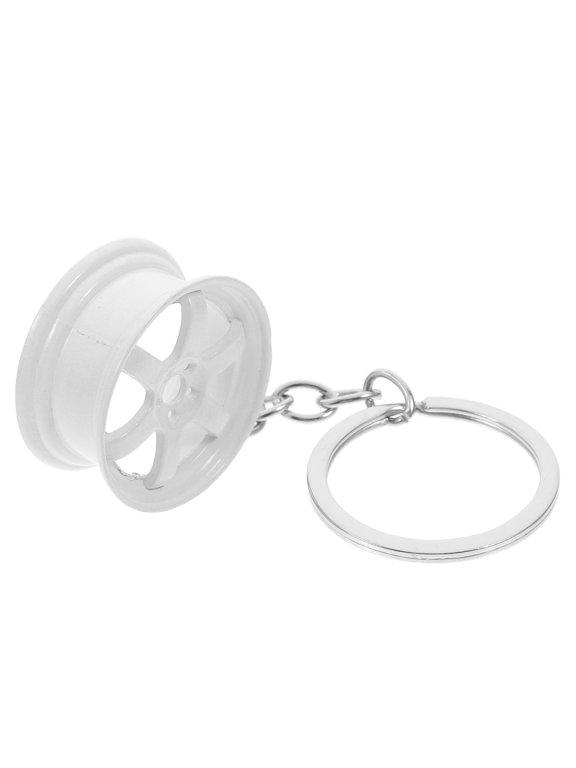 Car Modified Gear Key Chain Key Ornament White Aluminum Alloy for Car Lover 1Pack