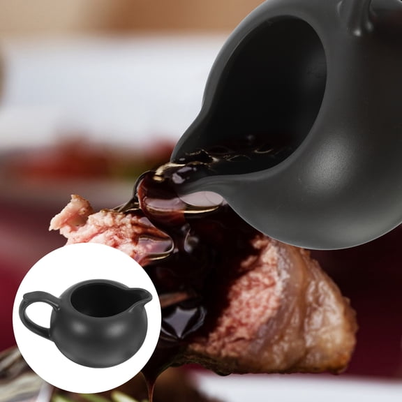 LITINKIMI Ceramic Cream Pitcher Small Jug Shape Black Ceramic 1Set for Home Users