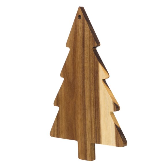 LITINKIMI Christmas Tree Shaped Cheese Board Serving Tray Wood Dual Sided