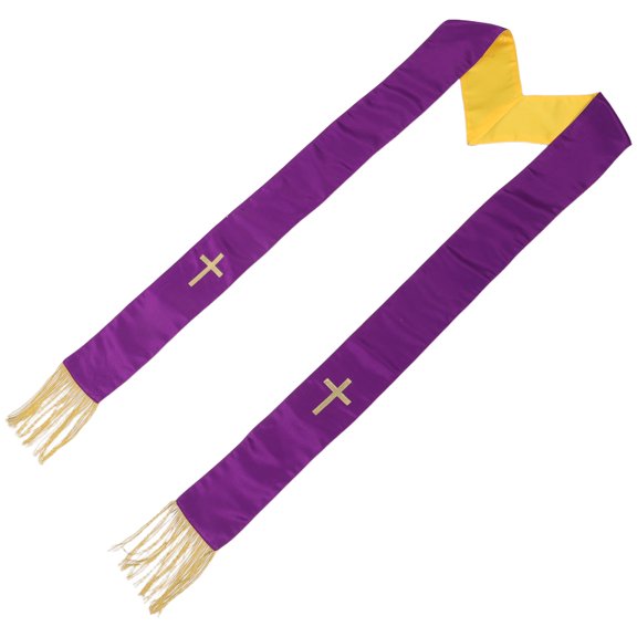 LITINKIMI Church Pastor Embroidered Reversible Stole with Cross and Tassels for Wedding Service