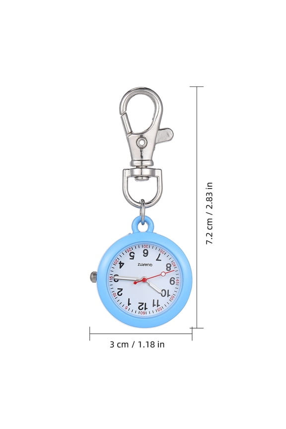 Cilp on Pocket Watch with Key Buckle, Portable Doctor Brooch Fob Watch for Medical Paramedic Nurse, Easy to Read, Casual Quartz Watches for Women Men (Blue)