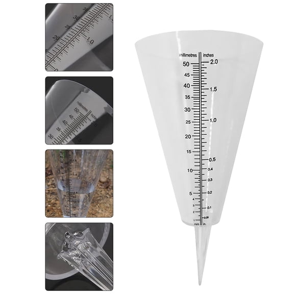 LITINKIMI 2-Pack Outdoor Rain Gauge with Spike, White Plastic Rainfall Meter for Lawn and Garden Weather Monitoring