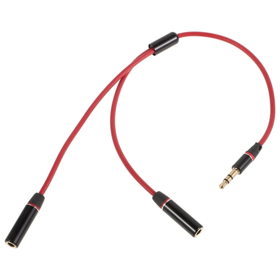 LITINKIMI Copper Audio Converter Cable Red 3.5mm Microphone Adapter with Dual Connection for Home