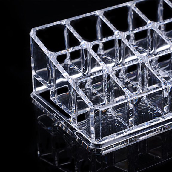 LITINKIMI Cosmetic Storage Box Transparent 18 Grid Lipstick and Lip Gloss Organizer