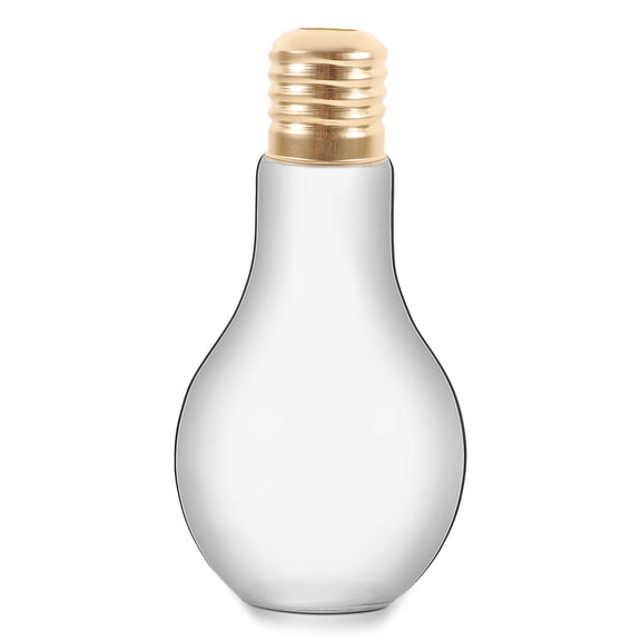 LITINKIMI Creative Light Bulb Glass Bottle for Drinking Use Clear White Glass with Flat Base and Leak Proof Cap