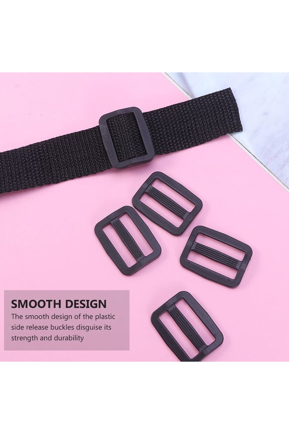 Durable Black Plastic Side Release Buckles for Luggage Straps with Flexible Nylon Webbing