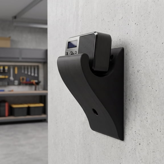 LITINKIMI Durable Black Wall Mount Radio Bracket with Garage Utility Hook for Small Tools