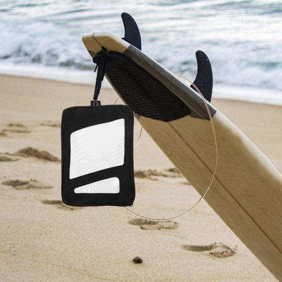 LITINKIMI Durable Canvas Paddleboard Fin Bag Black Waterproof Storage Pouch for Surfboard Fins