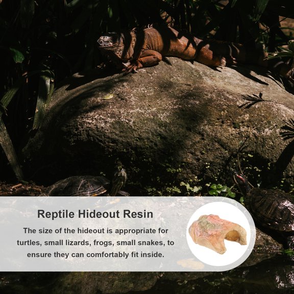 LITINKIMI Durable Resin Turtle Basking Platform and Reptile Cave Hide for Small Lizards and Snakes