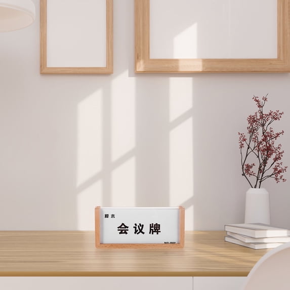 Neceotide Table LITINKIMI Elegant Acrylic Table Number Holder with Beige Wooden Base ...