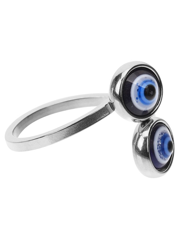 Evil Eye Rings for Women Open Band Round Eye Ring Comfortable to Wear 1Set