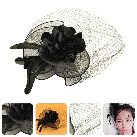 LITINKIMI Fascinators For Wedding Black Net Curved Classic Photography Prop for Tea Party 1Pcs