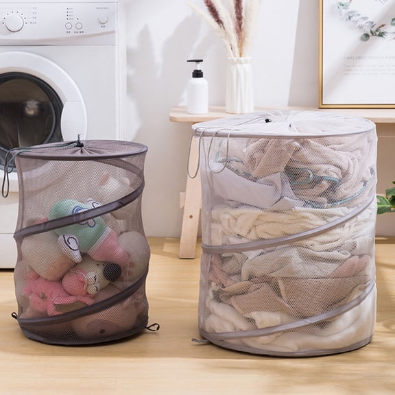 LITINKIMI Foldable Dark Grey Polyester Storage Basket for Household Clothes, Laundry, and Everyday Sundries Organizer