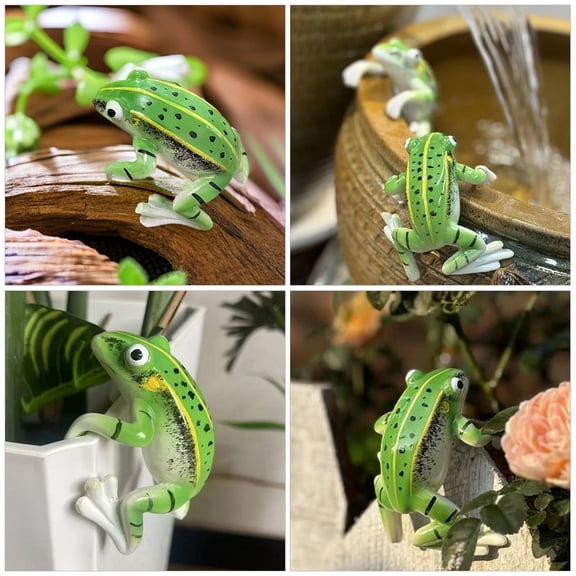 LITINKIMI Green Miniature Frog Resin Figurines Set - Decorative Tiny Frog Collectibles for Home Decor and Garden Display