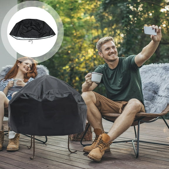 LITINKIMI Waterproof Black Chiminea Fire Pit Cover with Windproof Straps for Patio Protection