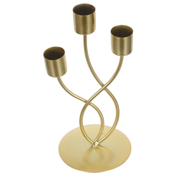 LITINKIMI Golden Iron Candelabra with Three Arched Arms for Dining Table Centerpiece