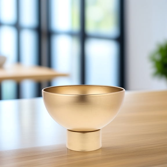 LITINKIMI Golden Metal High Base Wide Mouth Round Flowerpot Medium Indoor Planter