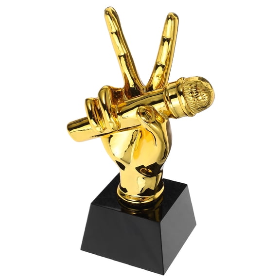 LITINKIMI Golden Singing Competition Trophy with Microphone Design for Music Parties and Recognition