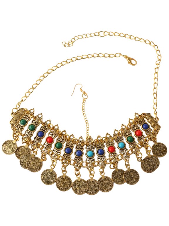 Golden Vintage Court Jewelry Bohemian Style Head Chain for Prom and Wedding