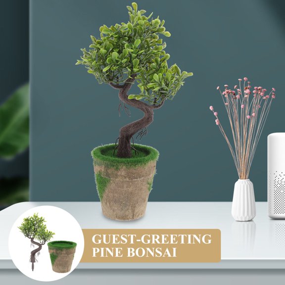 LITINKIMI Guestgreeting Pine Bonsai Ornament Small Fake Potted Plant for Farmhouse Fall Home Decor