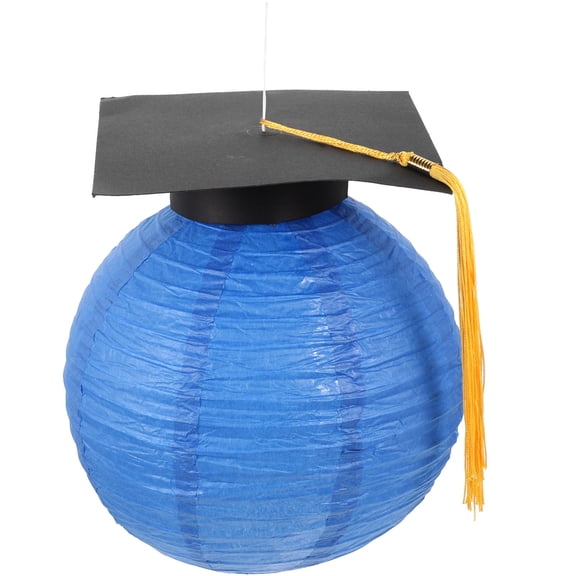 LITINKIMI Hanging Blue Grad Cap Paper Lantern Party Decoration Lightweight Paper and Metal Lantern