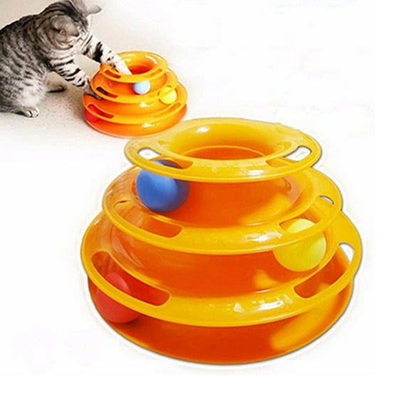 LITINKIMI Interactive Cats Toys 1Pcs Crazy Play Ball Tray Yellow 25.00X14.00X16.00CM Durable and for Pet Toys