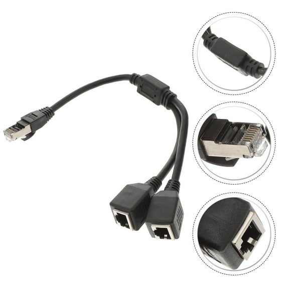 LITINKIMI Internet Cable Splitter RJ45 Ethernet Cable Adapter Splitter Black Plastic for Tech Users 1Pack