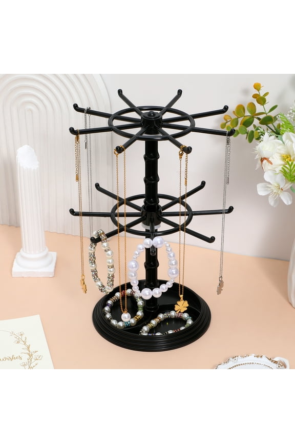 Jewelry Stand Organizer 2-Tier Rotating Necklace Organizer, Jewelry Keychain Display Tree, Easy Assembly for Malls Counter Dressing Table