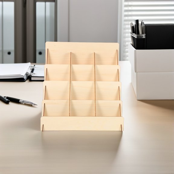 LITINKIMI Khaki Wood Card Storage Rack Stable Greeting Card Display Organizer for Wedding Invitations