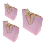 LITINKIMI Kraft Paper Bag Pink 3 Pcs Portable Reusable