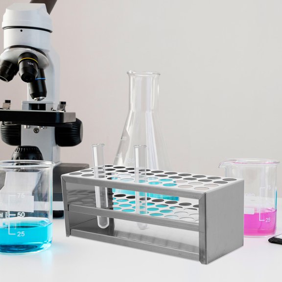 LITINKIMI Laboratory Test Tube Holder Plated Silver Tube Rack for Accurate Sample Storage