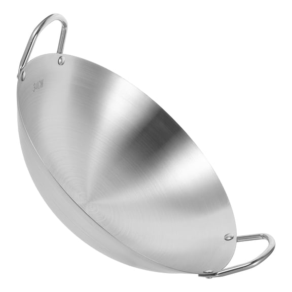 LITINKIMI Large Frying Pan Wok Stainless Steel Simple Design 1Pack