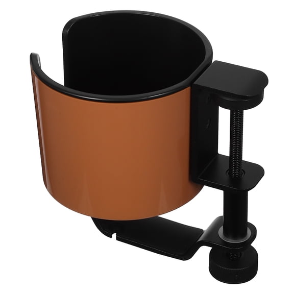 LITINKIMI Light Brown Clamp on Desk Cup Holder with 360 Rotation for Home and Gaming Desk