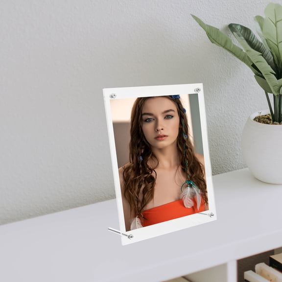 LITINKIMI Lightweight Clear Acrylic Photo Frame with Frameless Floating Design for Office and Travel
