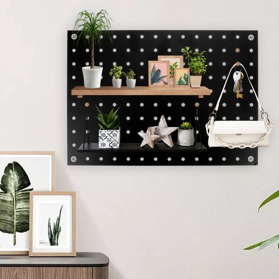 LITINKIMI Black Metal Pegboard Organizer Panel for Garage Wall Mount Tool Storage and Workshop Accessories